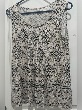 Sleeveless Neutral Medallion Print Tank Dress